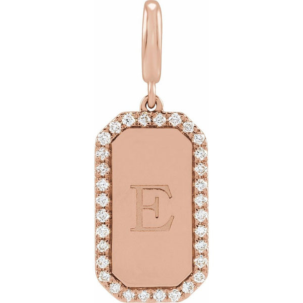 Engravable Natural Diamond Tag Charm