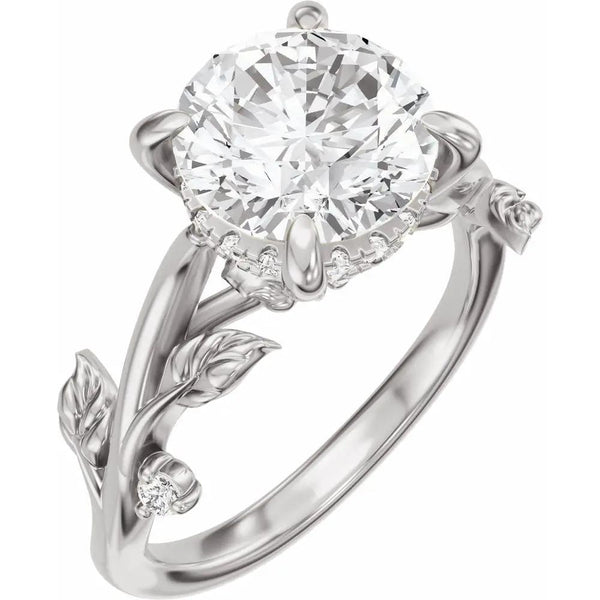 Les Jardins de Versailles, Round Diamond Floral Engagement Ring