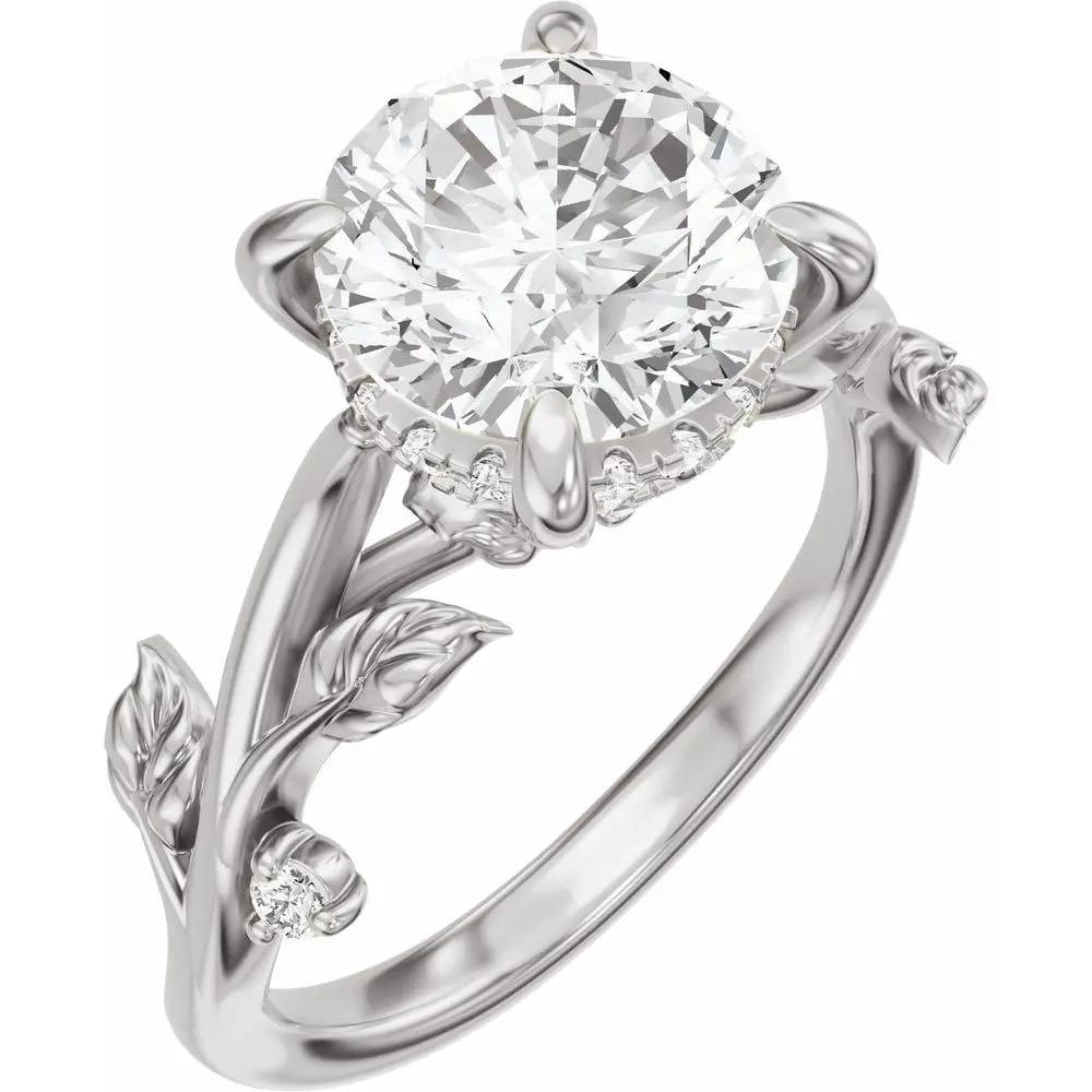 Les Jardins de Versailles, Round Diamond Floral Engagement Ring