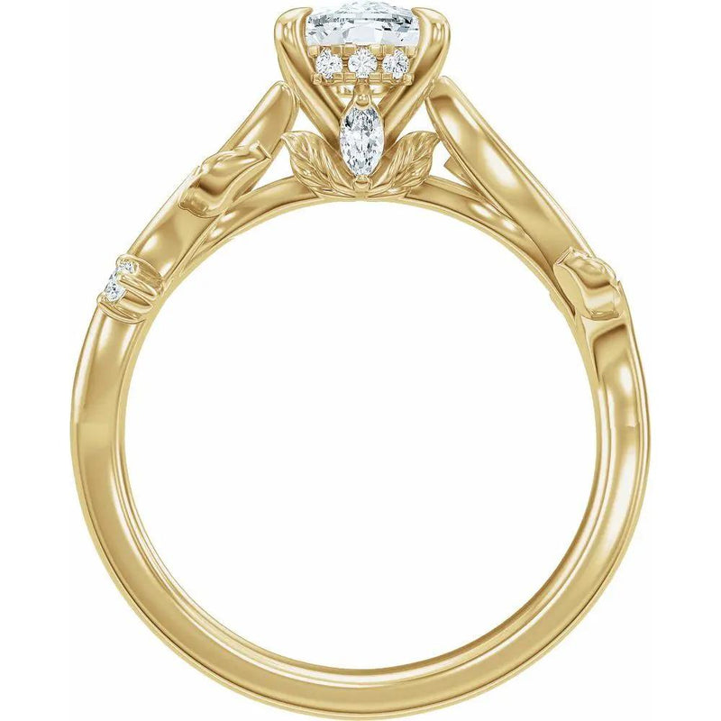 Les Jardins de Versailles, Elongated Cushion Diamond Floral Ring
