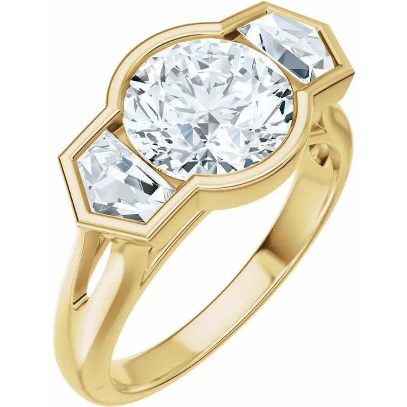 Soleil de Mont-Blanc, Round & Cadillac Diamond Round Engagement Ring