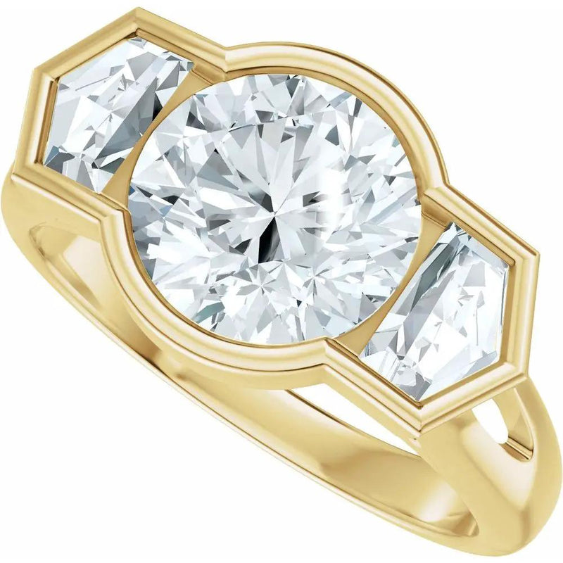 Soleil de Mont-Blanc, Round & Cadillac Diamond Round Engagement Ring
