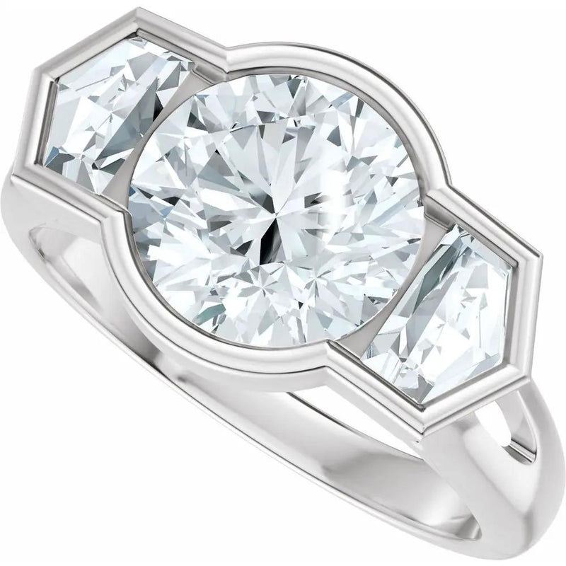 Soleil de Mont-Blanc, Round & Cadillac Diamond Round Engagement Ring