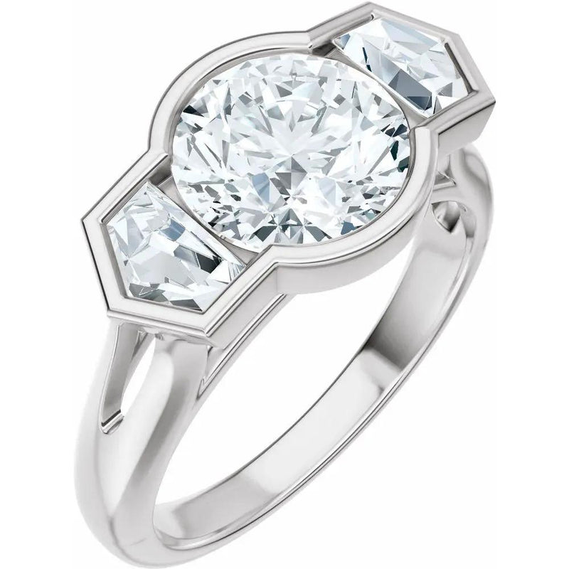 Soleil de Mont-Blanc, Round & Cadillac Diamond Round Engagement Ring