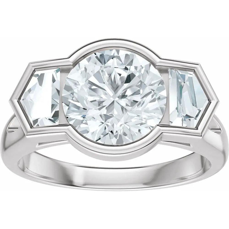 Soleil de Mont-Blanc, Round & Cadillac Diamond Round Engagement Ring