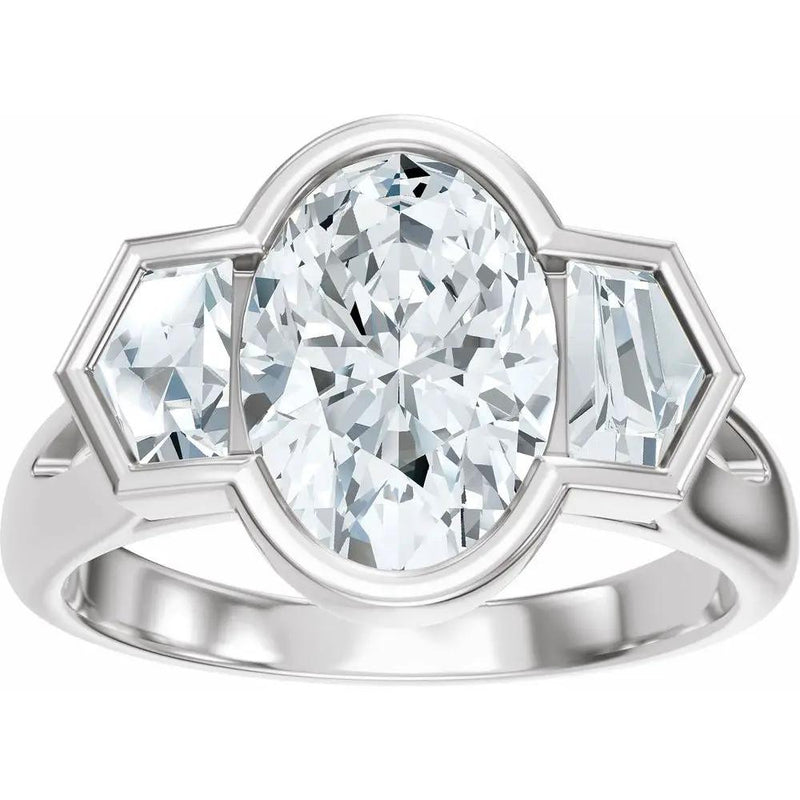 Soleil de Mont-Blanc, Oval Diamond Round Engagement Ring
