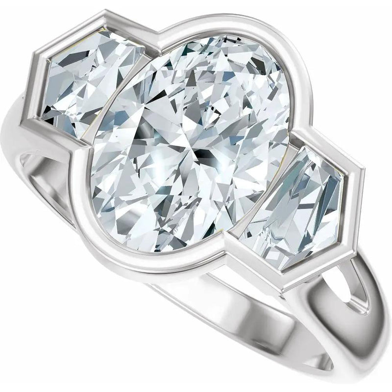 Soleil de Mont-Blanc, Oval Diamond Round Engagement Ring