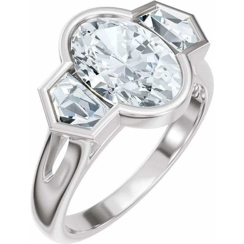 Soleil de Mont-Blanc, Oval Diamond Round Engagement Ring