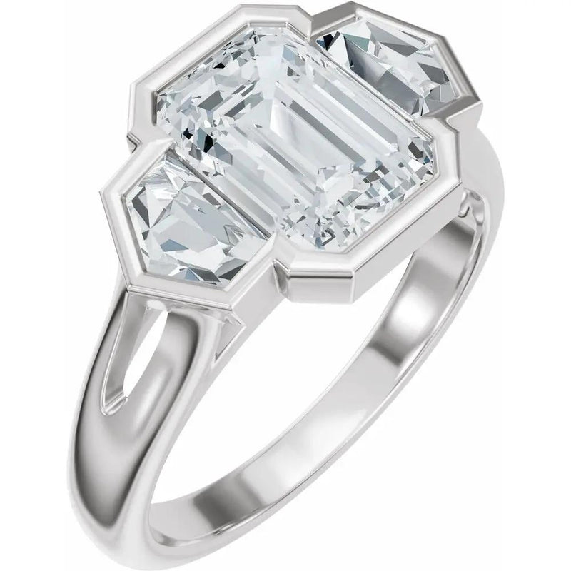 Soleil de Mont-Blanc, Emerald Diamond Engagement Ring