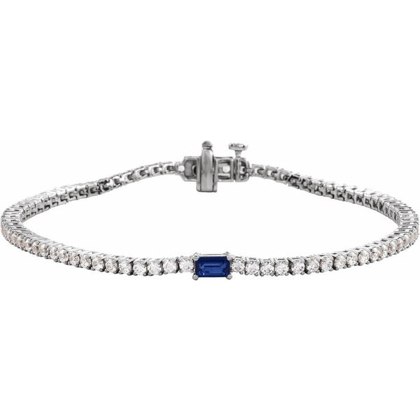 Beucher Paris Les Petites Pierres №3 sapphire and diamond tennis bracelet in white gold.