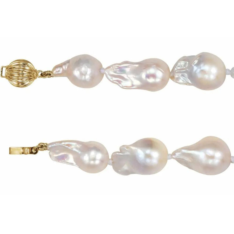 La Duchesse d'Avignon, Cultured White Freshwater Baroque Pearl Necklace