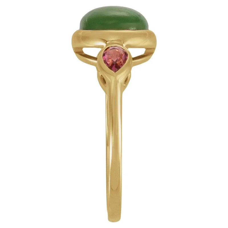 L'Ombre de Fontainebleau, Jade & Tourmaline Bezel Ring