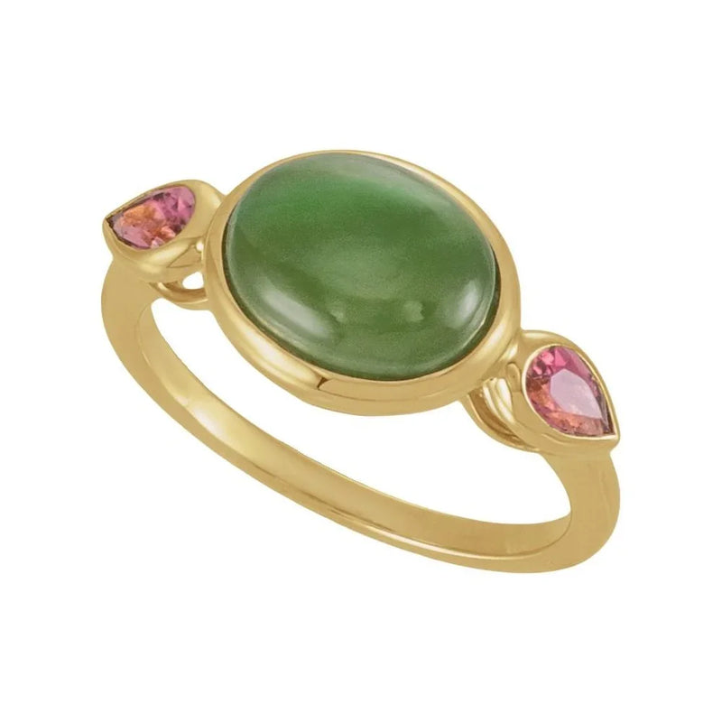 L'Ombre de Fontainebleau, Jade & Tourmaline Bezel Ring