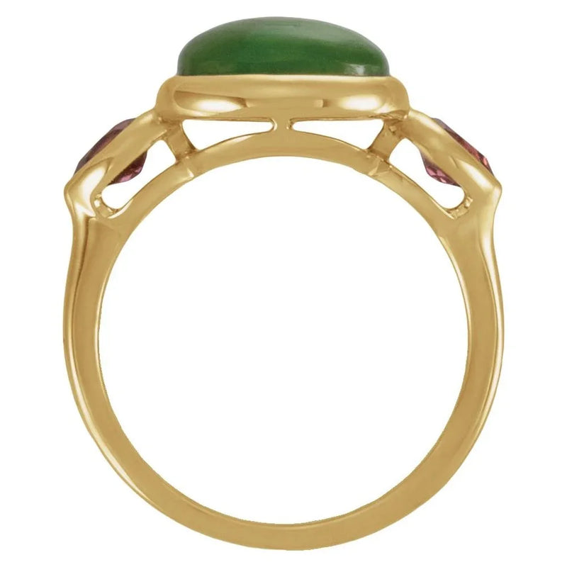L'Ombre de Fontainebleau, Jade & Tourmaline Bezel Ring