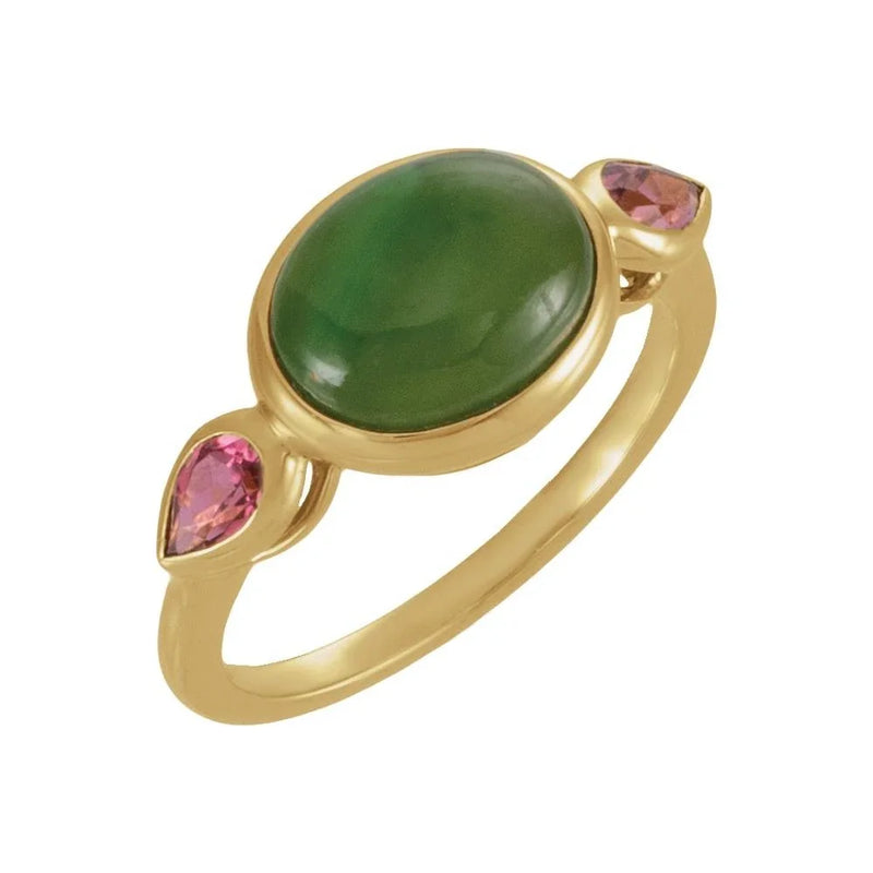 L'Ombre de Fontainebleau, Jade & Tourmaline Bezel Ring