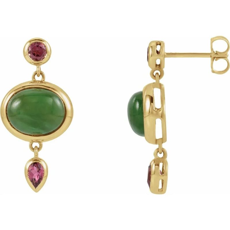 Cœur de Versailles, Jade & Tourmaline Drop Earrings