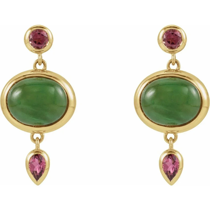 Cœur de Versailles, Jade & Tourmaline Drop Earrings