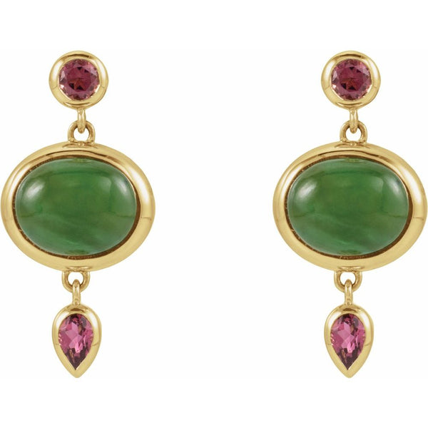 Cœur de Versailles, Jade & Tourmaline Drop Earrings