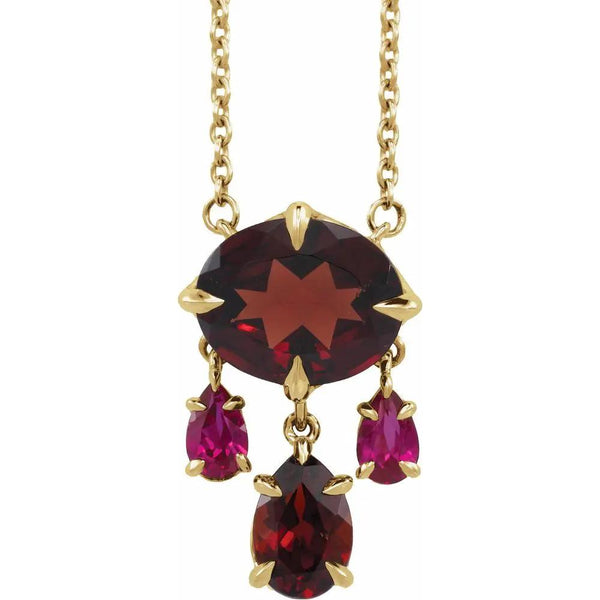 Le Velours de Biarritz, Garnet & Ruby Dangle Necklace