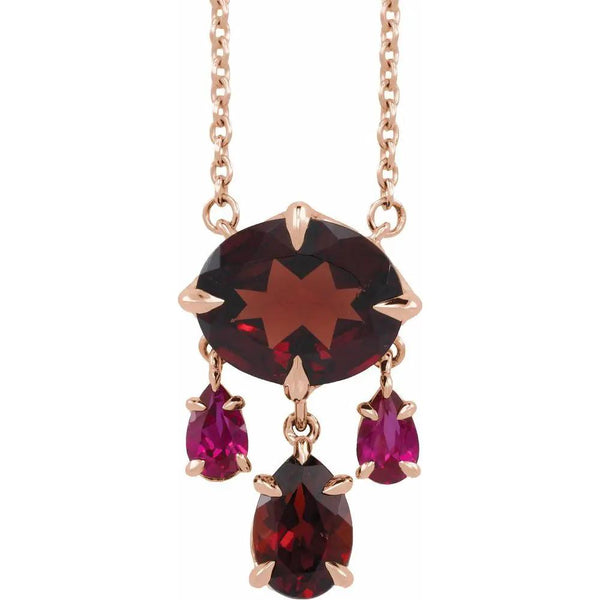 Le Velours de Biarritz, Garnet & Ruby Dangle Necklace