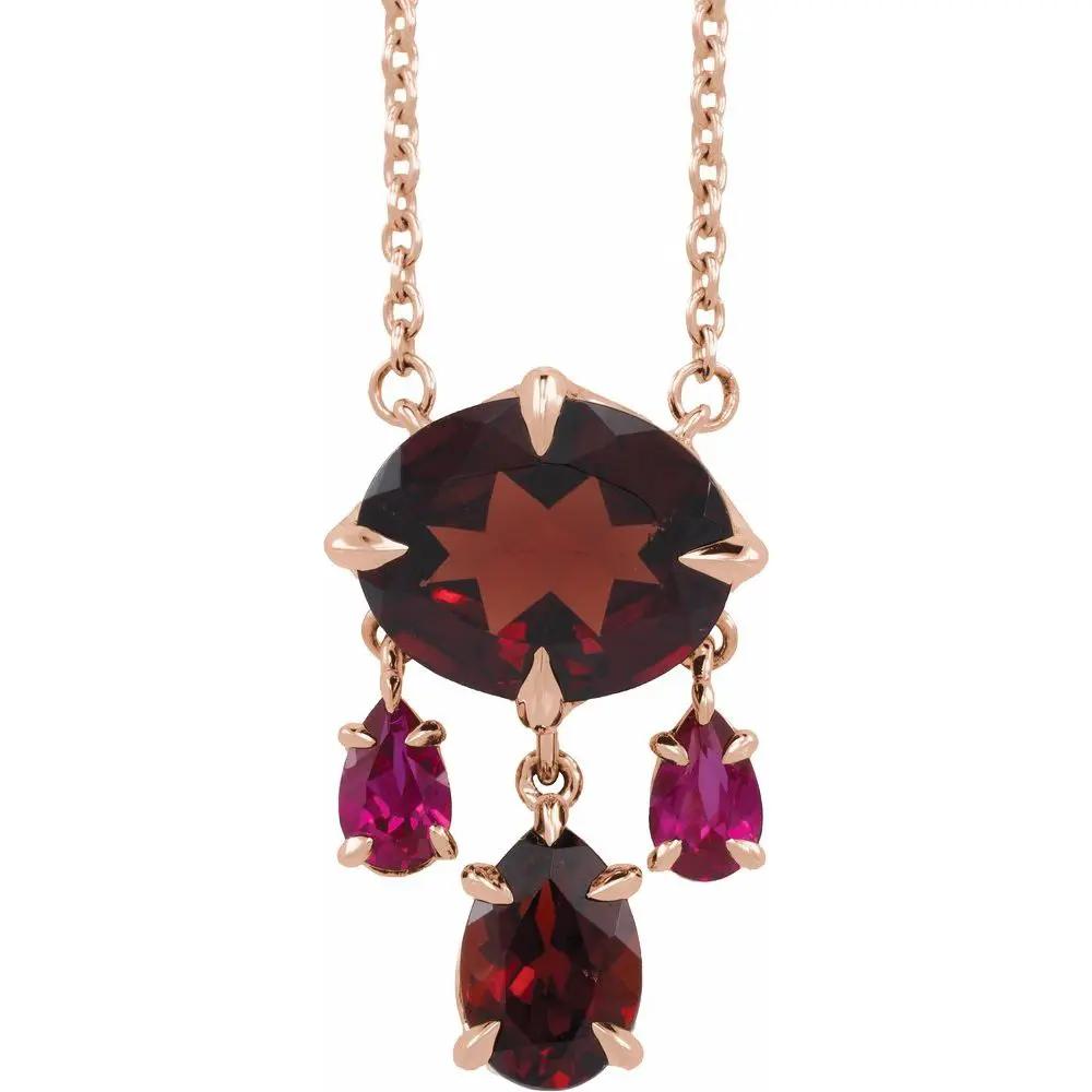 Le Velours de Biarritz, Garnet & Ruby Dangle Necklace