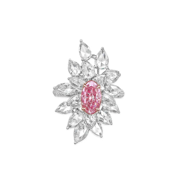Bouton de Rose, Natural Diamonds and Natural Fancy Pink Diamond Ring