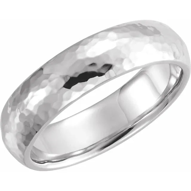 Comfort-Fit Half Round Band with Hammer Finish