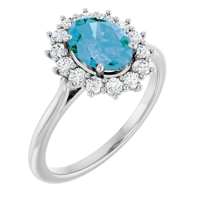 Natural Swiss Blue Topaz Oval Ring