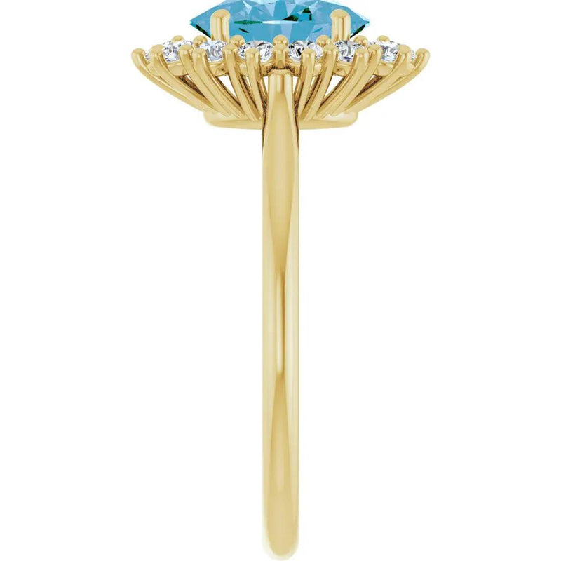 Natural Swiss Blue Topaz Oval Ring