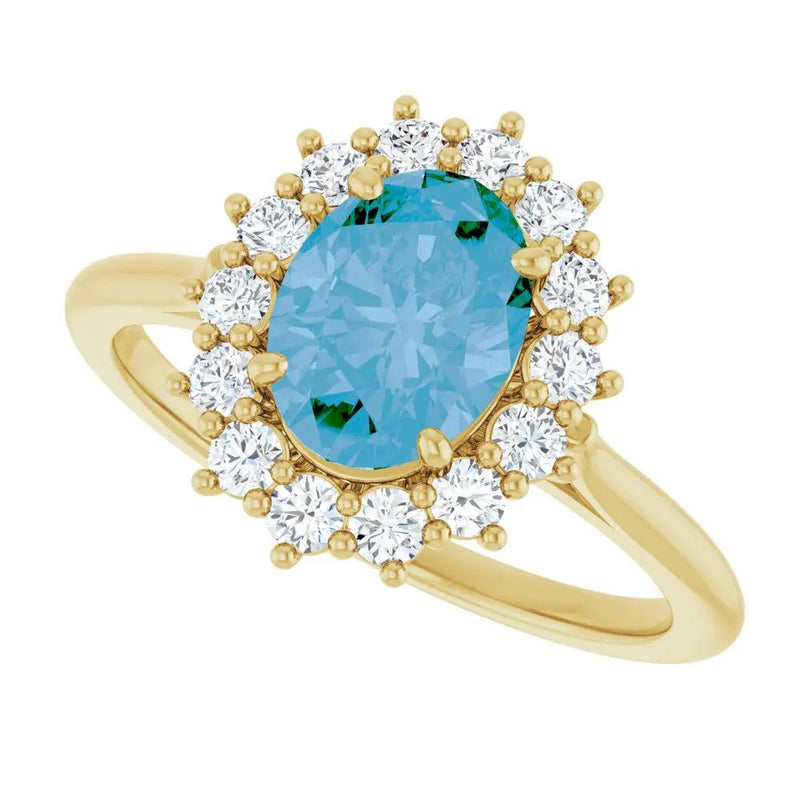 Natural Swiss Blue Topaz Oval Ring