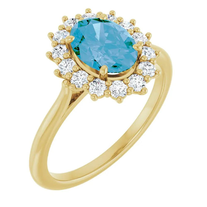 Natural Swiss Blue Topaz Oval Ring
