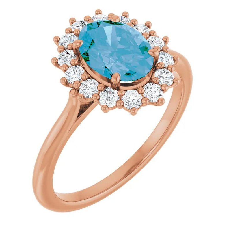 Natural Swiss Blue Topaz Oval Ring
