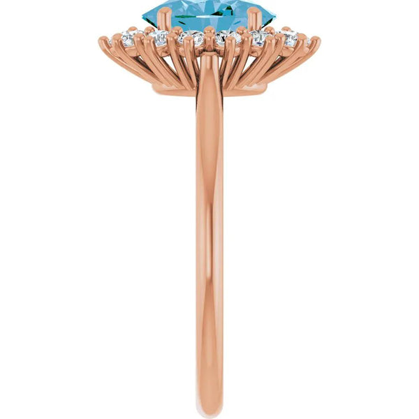 Le Ciel du Midi, Swiss Blue Topaz Halo Diamond Ring
