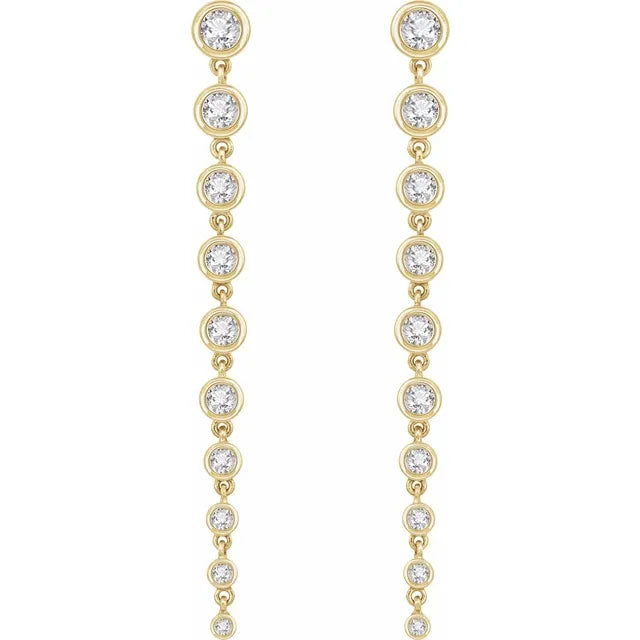 Lab-grown Diamond Bezel Dangle Earrings 2CTW