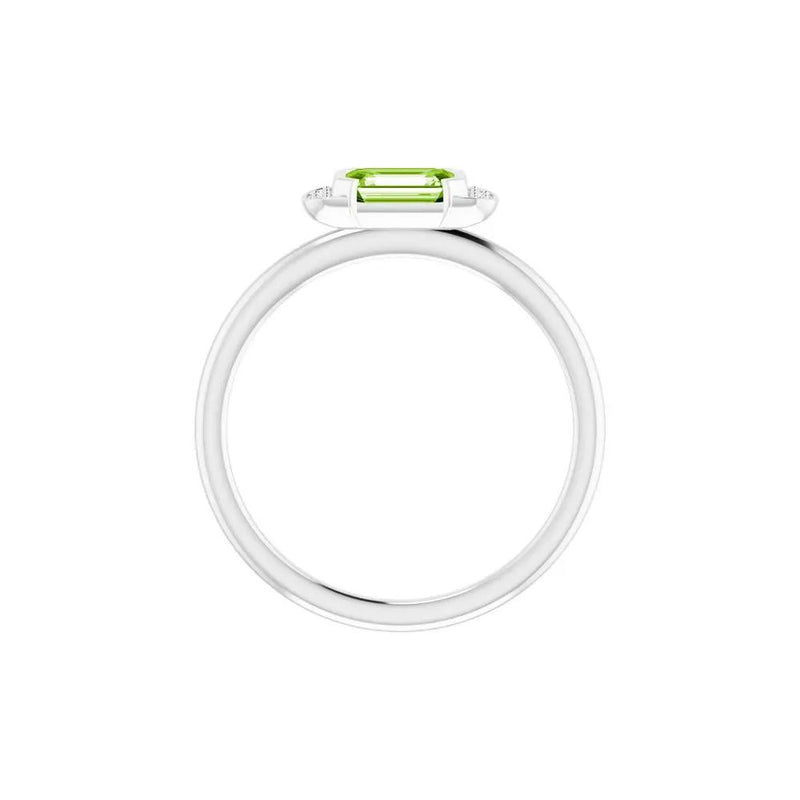 Lumière de Montmartre, Emerald Cut Peridot and Diamond Stackable Ring