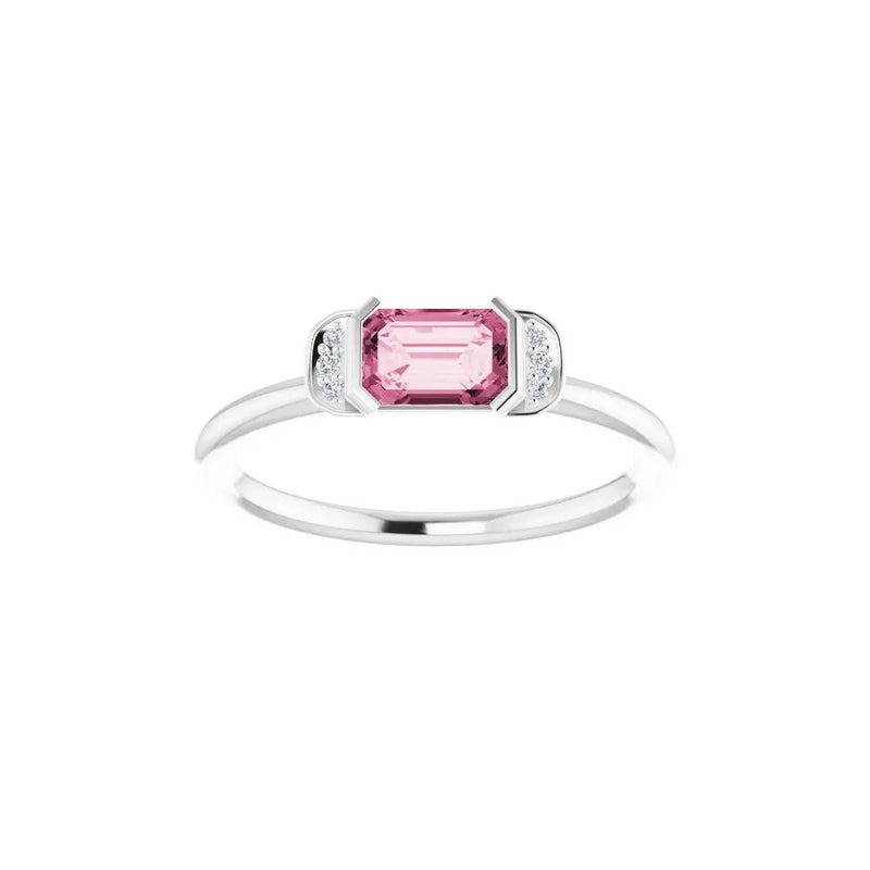 Perpignan en Fleurs, Pink Tourmaline Diamond Stackable Ring