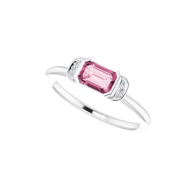 Perpignan en Fleurs, Pink Tourmaline Diamond Stackable Ring