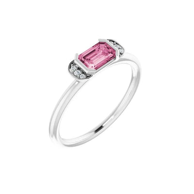 Perpignan en Fleurs, Pink Tourmaline Diamond Stackable Ring