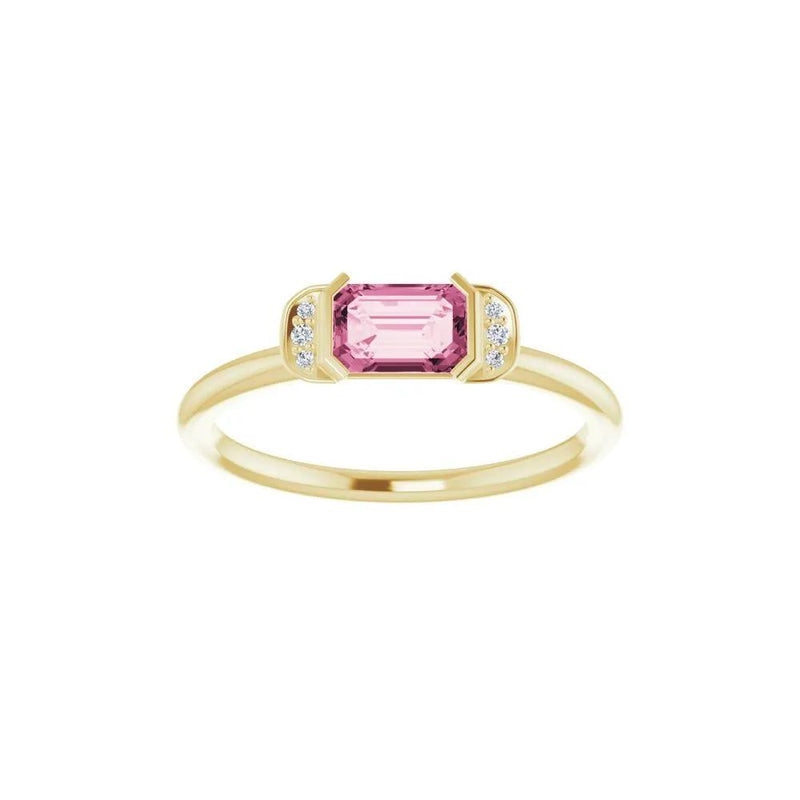 Perpignan en Fleurs, Pink Tourmaline Diamond Stackable Ring