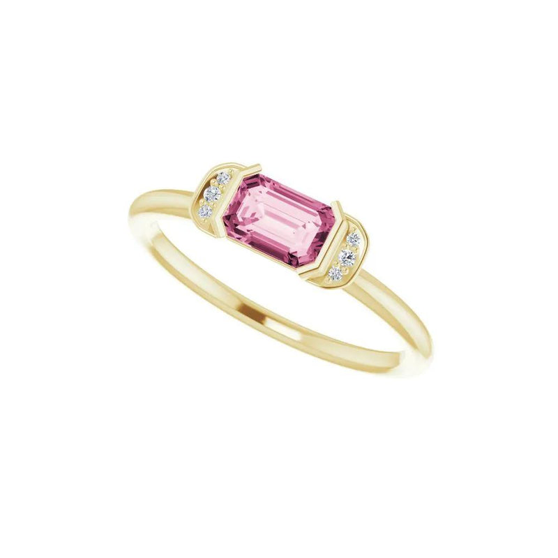 Perpignan en Fleurs, Pink Tourmaline Diamond Stackable Ring