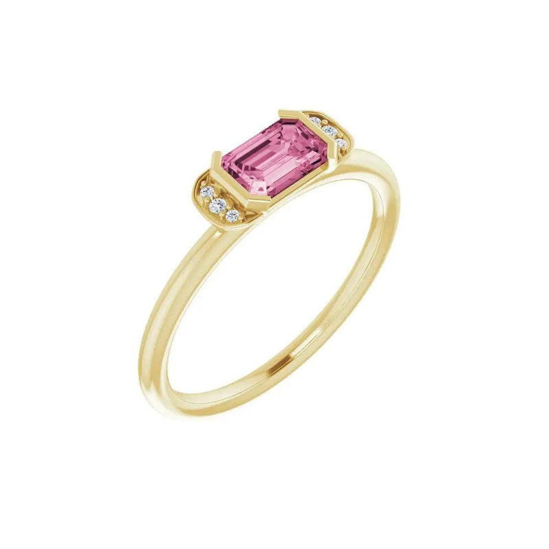 Perpignan en Fleurs, Pink Tourmaline Diamond Stackable Ring