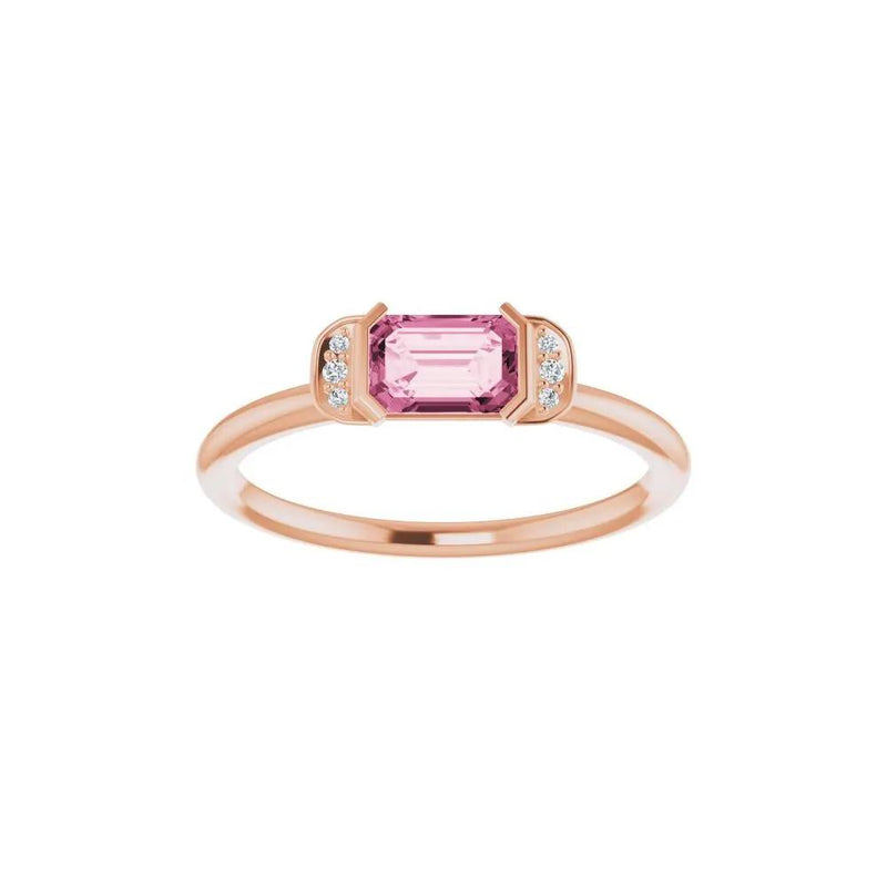 Perpignan en Fleurs, Pink Tourmaline Diamond Stackable Ring