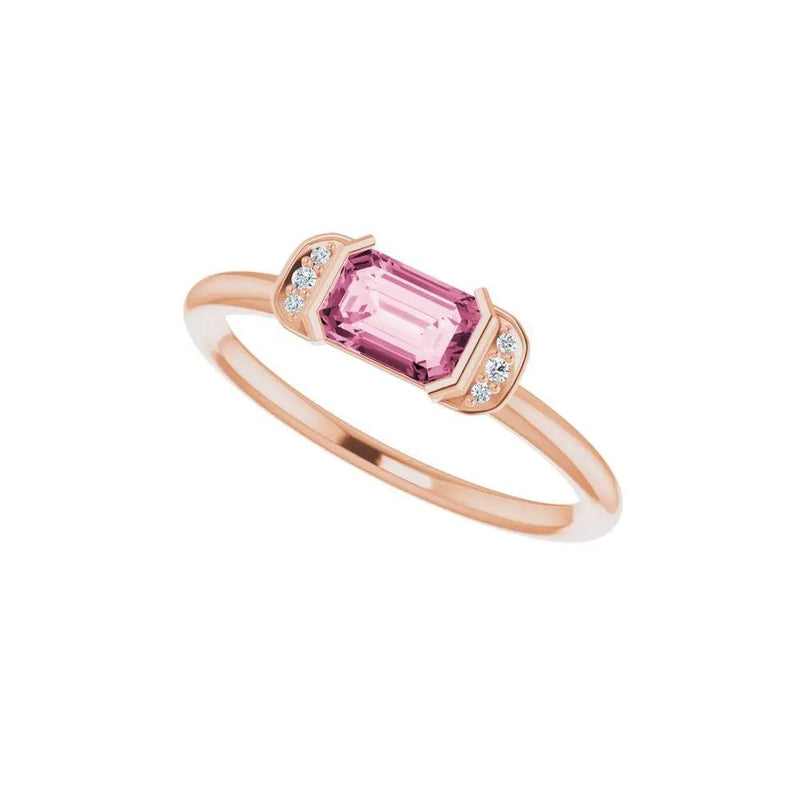 Perpignan en Fleurs, Pink Tourmaline Diamond Stackable Ring