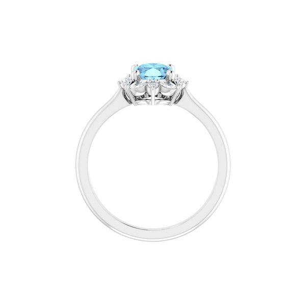 Azur de Provence, Aquamarine & Diamond Halo Ring