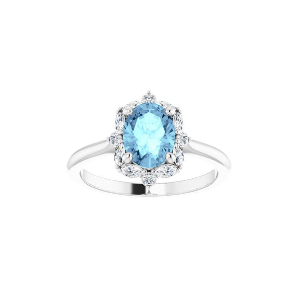 Azur de Provence, Aquamarine & Diamond Halo Ring