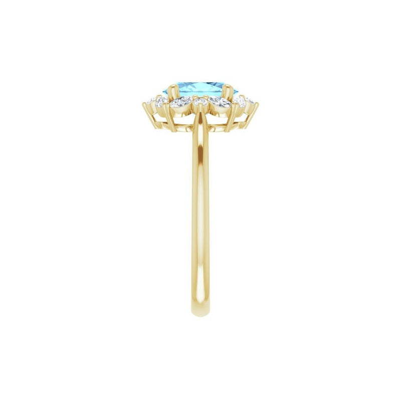 Natural Aquamarine & Natural Diamond Halo-Style Ring