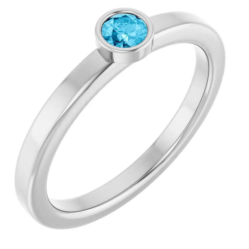 Velours de la Seine, Aquamarine Bezel Solitaire Kids Ring