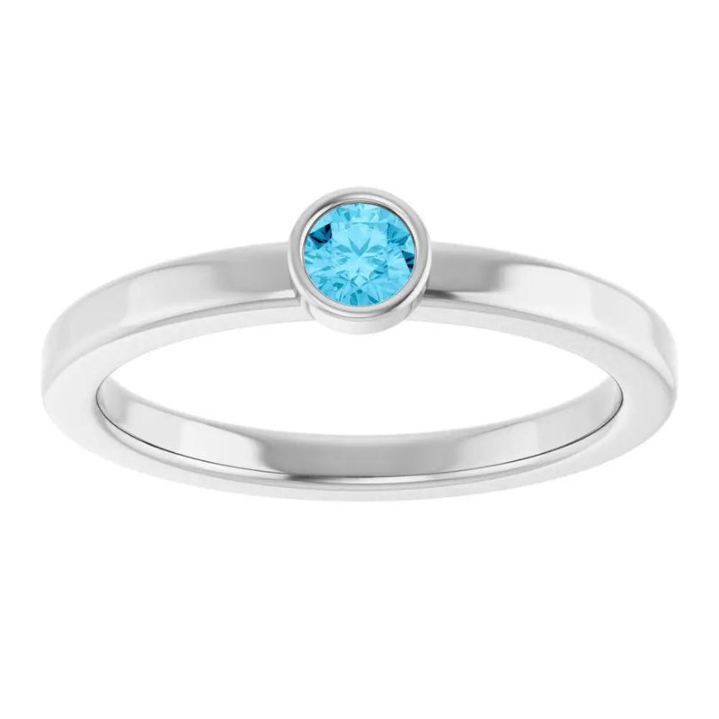 Velours de la Seine, Aquamarine Bezel Solitaire Kids Ring