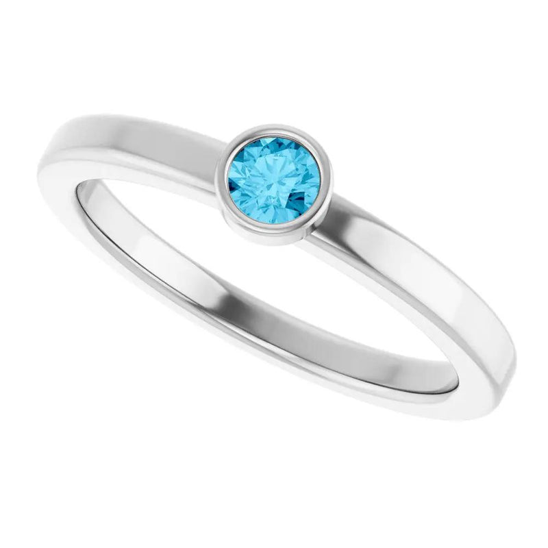 Velours de la Seine, Aquamarine Bezel Solitaire Kids Ring