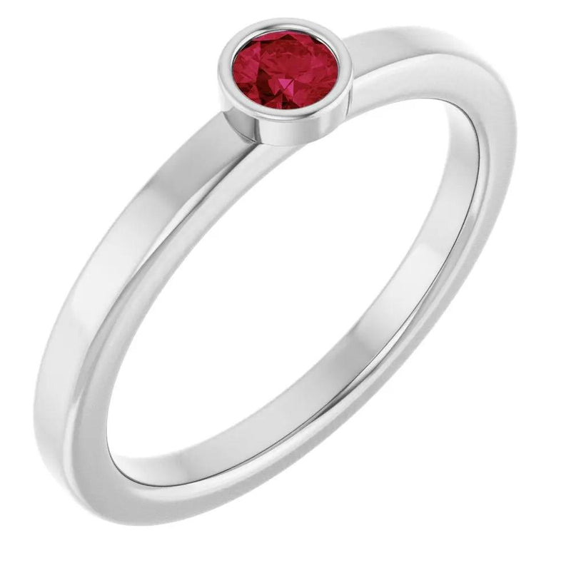 Velours de la Seine, Ruby Bezel Solitaire Kids Ring